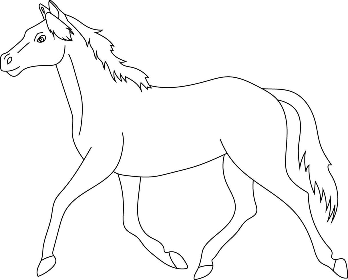 contour cheval clipart. griffonnage animaux clipart. dessin animé sauvage animaux clipart pour les amoureux de faune vecteur