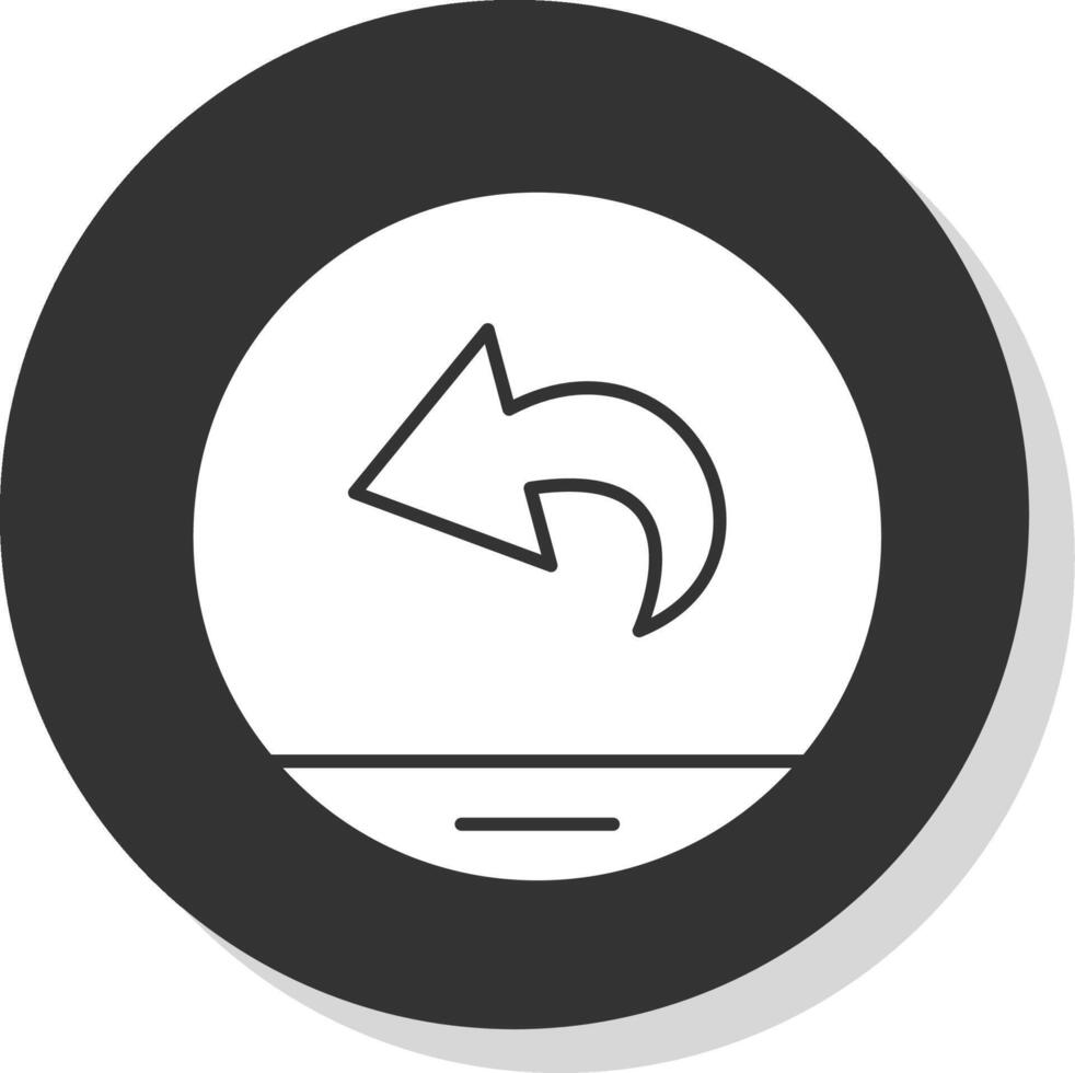 retour glyphe gris cercle icône vecteur