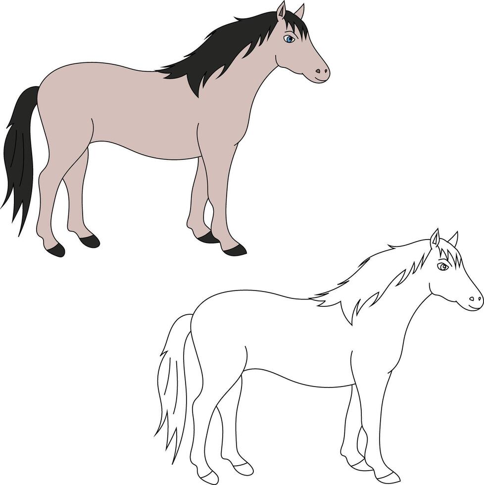 cheval clipart ensemble. dessin animé sauvage animaux clipart ensemble pour les amoureux de faune vecteur