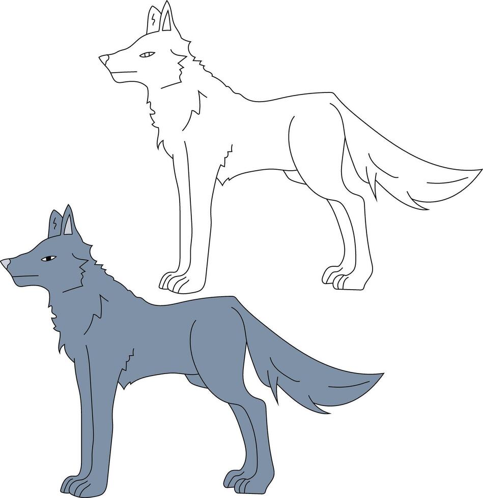 Loup clipart ensemble. dessin animé sauvage animaux clipart ensemble pour les amoureux de faune vecteur