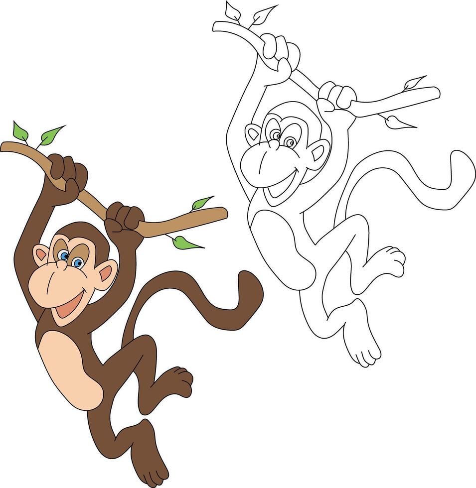 singe clipart ensemble. dessin animé sauvage animaux clipart ensemble pour les amoureux de faune vecteur