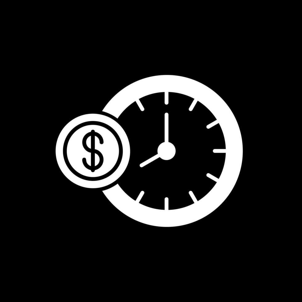 temps est argent glyphe inversé icône vecteur