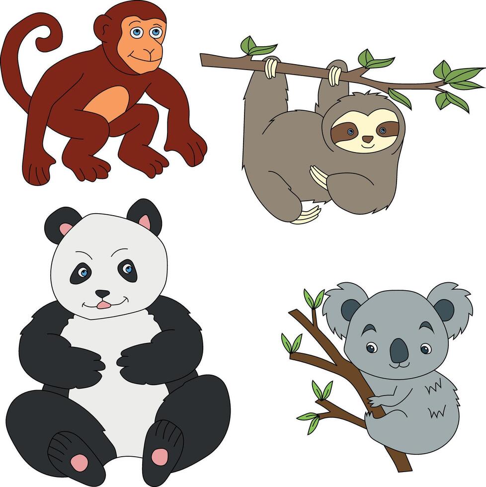 coloré animaux clipart ensemble. dessin animé sauvage animaux clipart ensemble pour les amoureux de faune vecteur