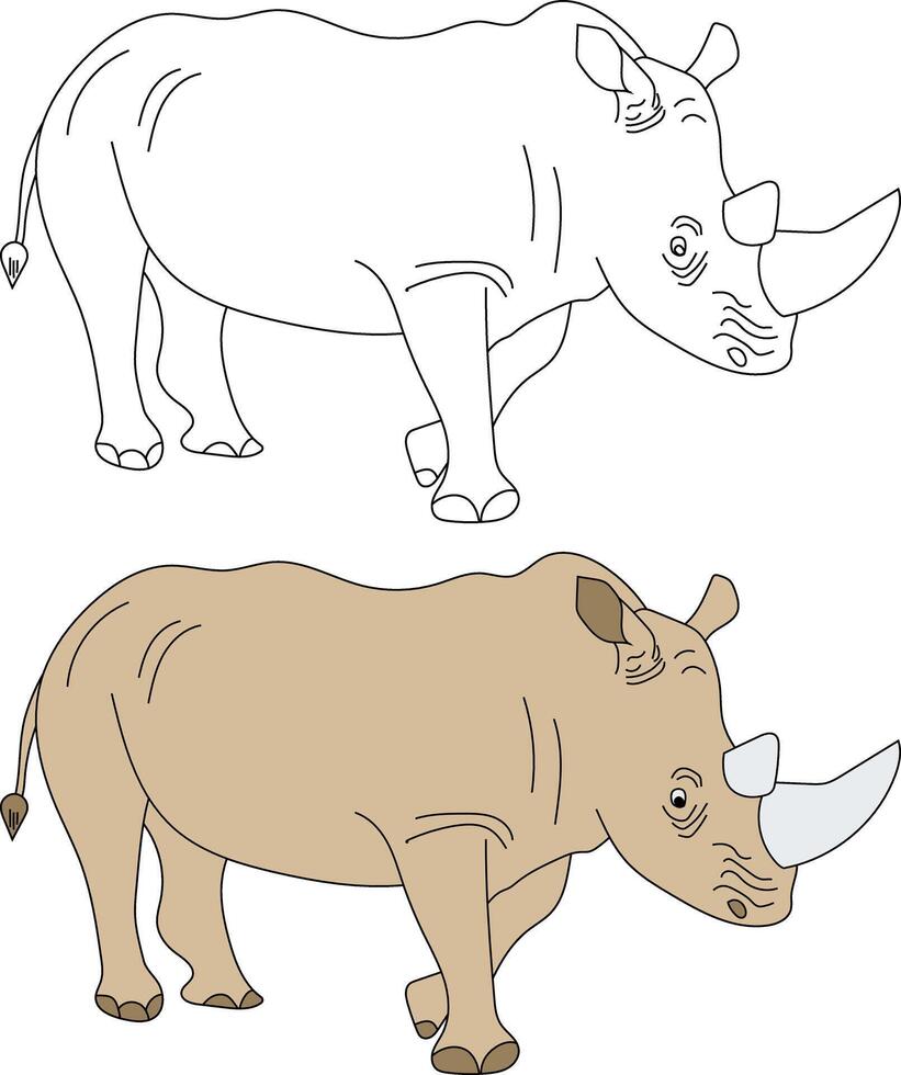 rhinocéros clipart ensemble. dessin animé sauvage animaux clipart ensemble pour les amoureux de faune vecteur