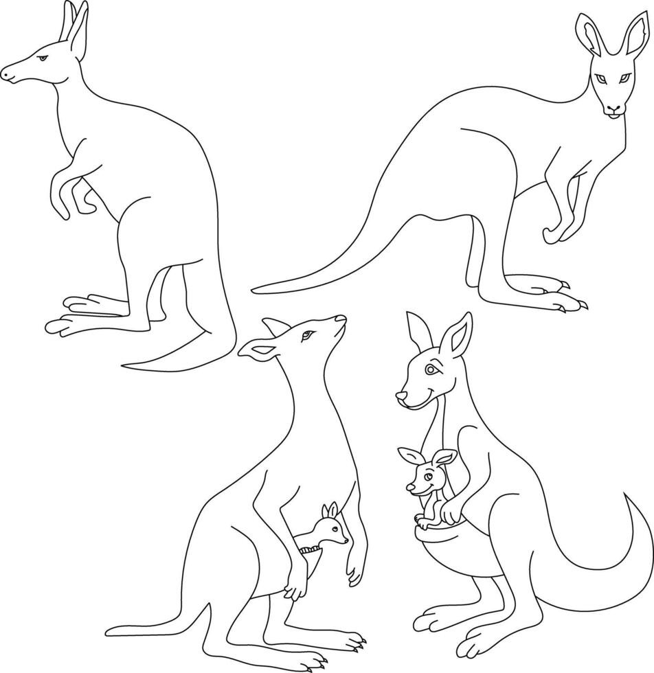 kangourou clipart ensemble. dessin animé sauvage animaux clipart ensemble pour les amoureux de faune vecteur