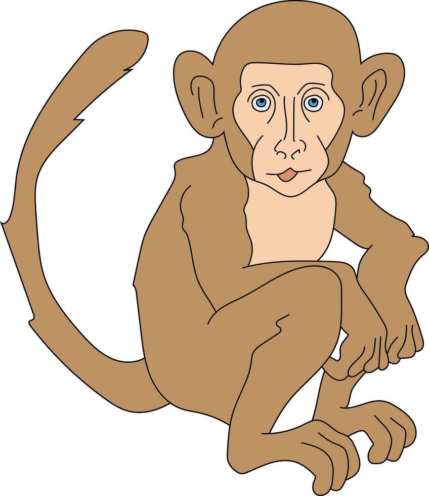 coloré singe clipart. griffonnage animaux clipart. dessin animé sauvage animaux clipart pour les amoureux de faune vecteur