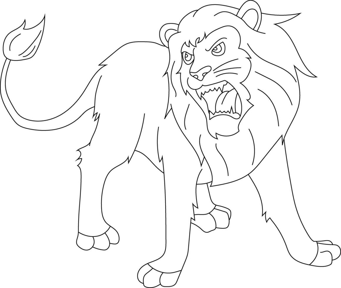 contour Lion clipart. griffonnage animaux clipart. dessin animé sauvage animaux clipart pour les amoureux de faune vecteur