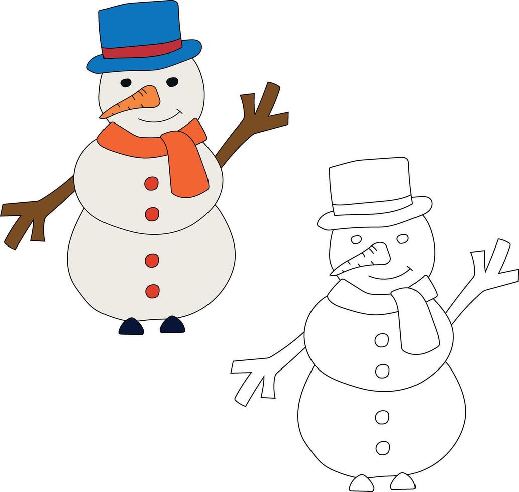 bonhomme de neige clipart pour les amoureux de hiver saison. cette hiver thème bonhomme de neige costume Noël fête vecteur