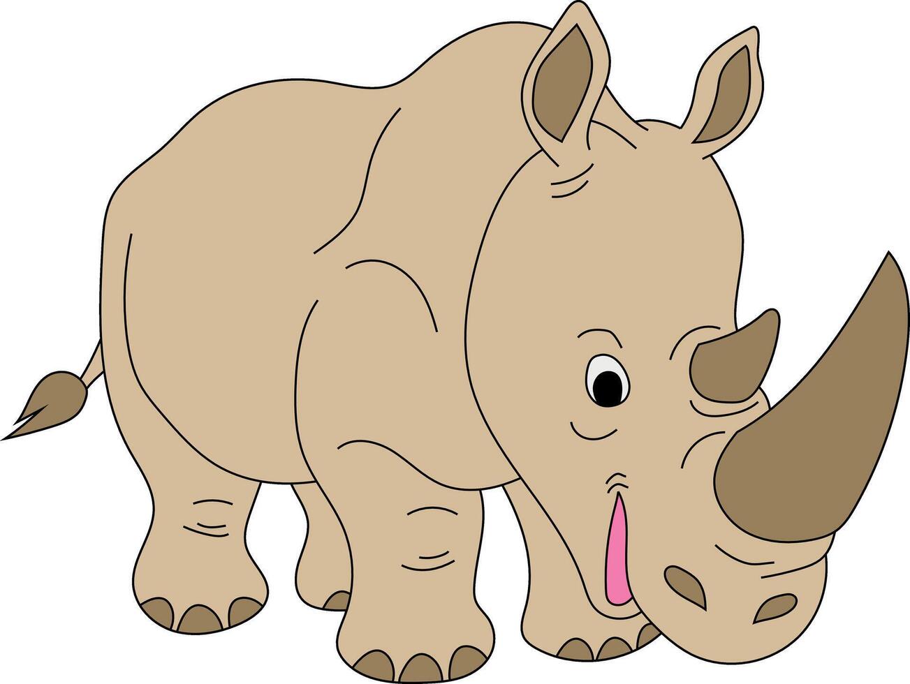 coloré rhinocéros clipart. griffonnage animaux clipart. dessin animé sauvage animaux clipart pour les amoureux de faune vecteur