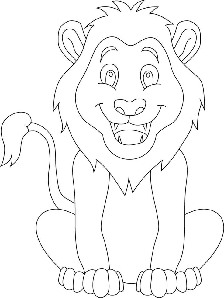 contour Lion clipart. griffonnage animaux clipart. dessin animé sauvage animaux clipart pour les amoureux de faune vecteur