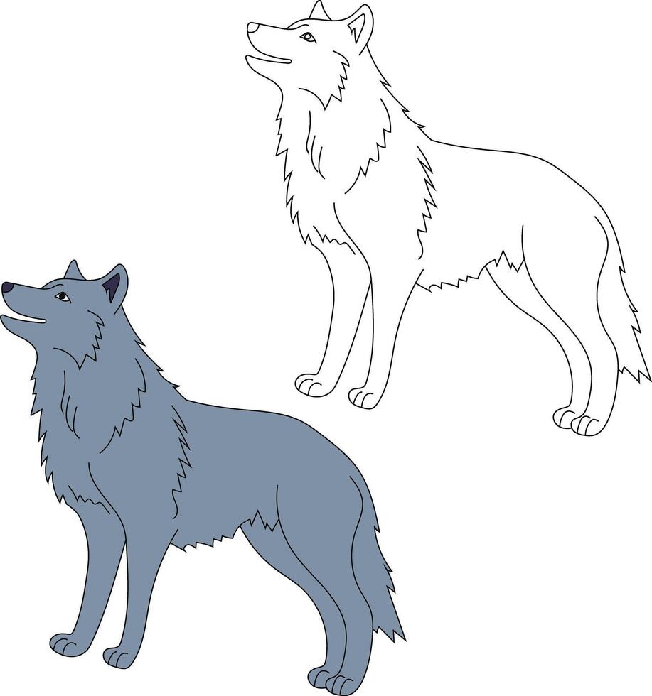 Loup clipart ensemble. dessin animé sauvage animaux clipart ensemble pour les amoureux de faune vecteur