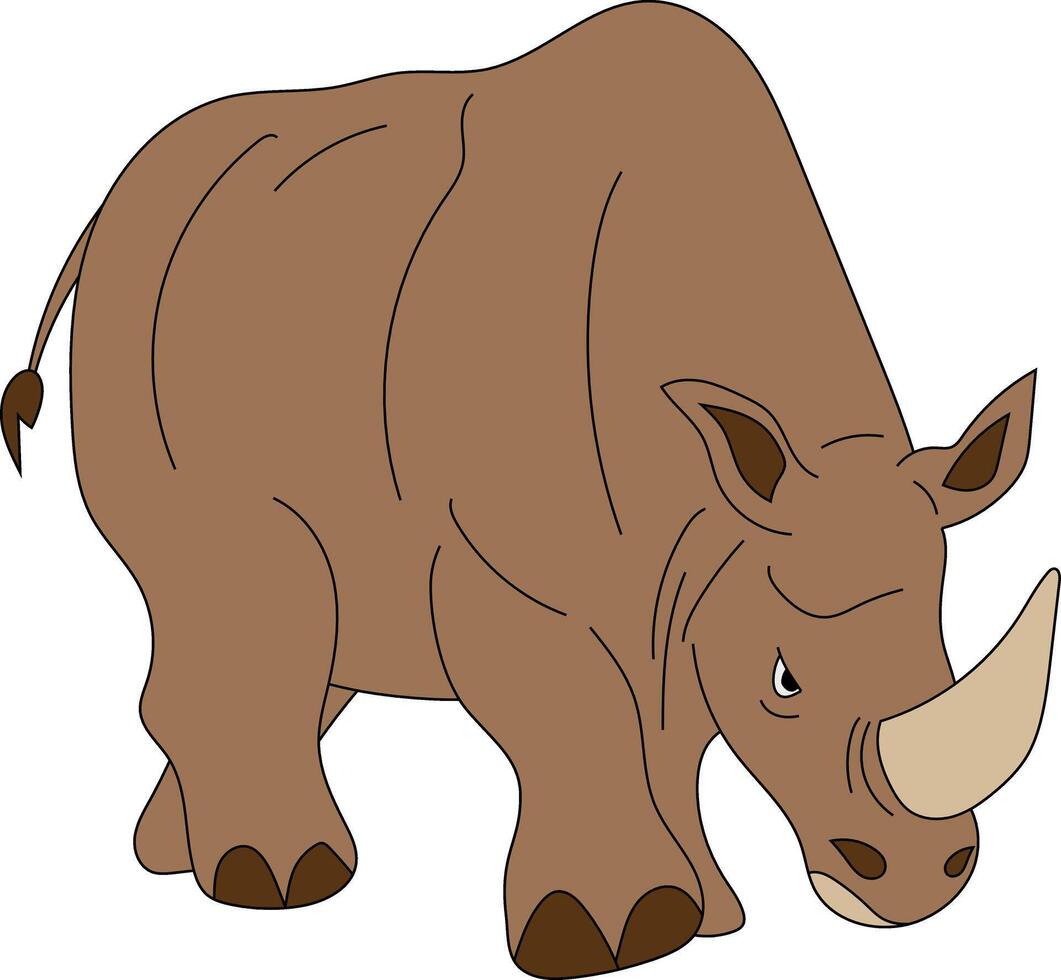 coloré rhinocéros clipart. griffonnage animaux clipart. dessin animé sauvage animaux clipart pour les amoureux de faune vecteur