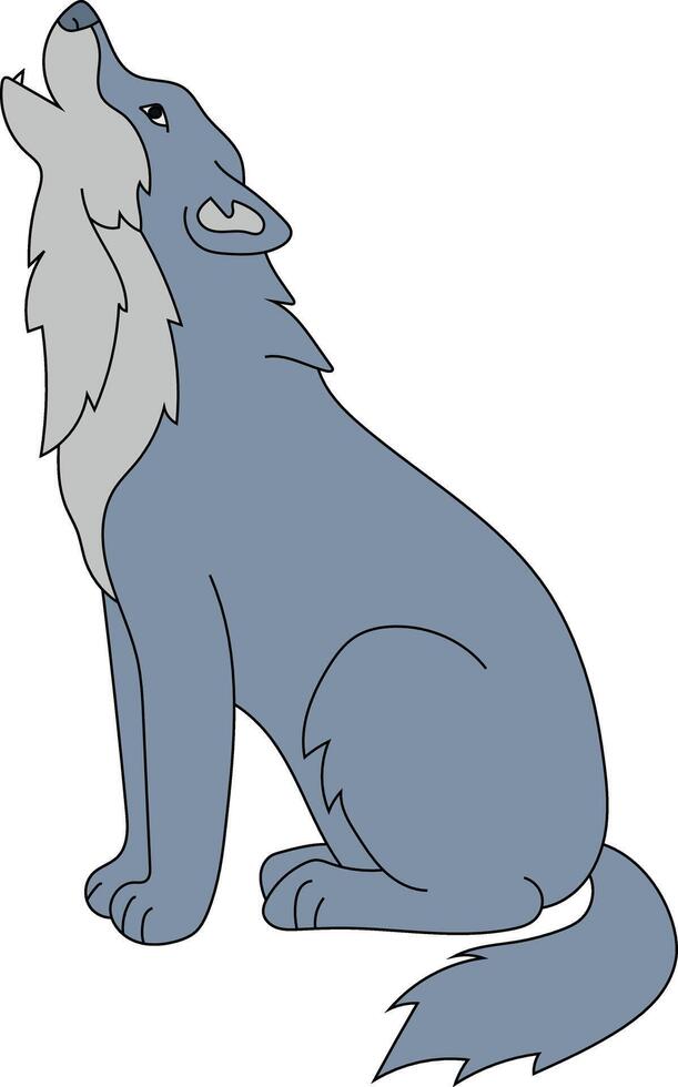 coloré Loup clipart. griffonnage animaux clipart. dessin animé sauvage animaux clipart pour les amoureux de faune vecteur