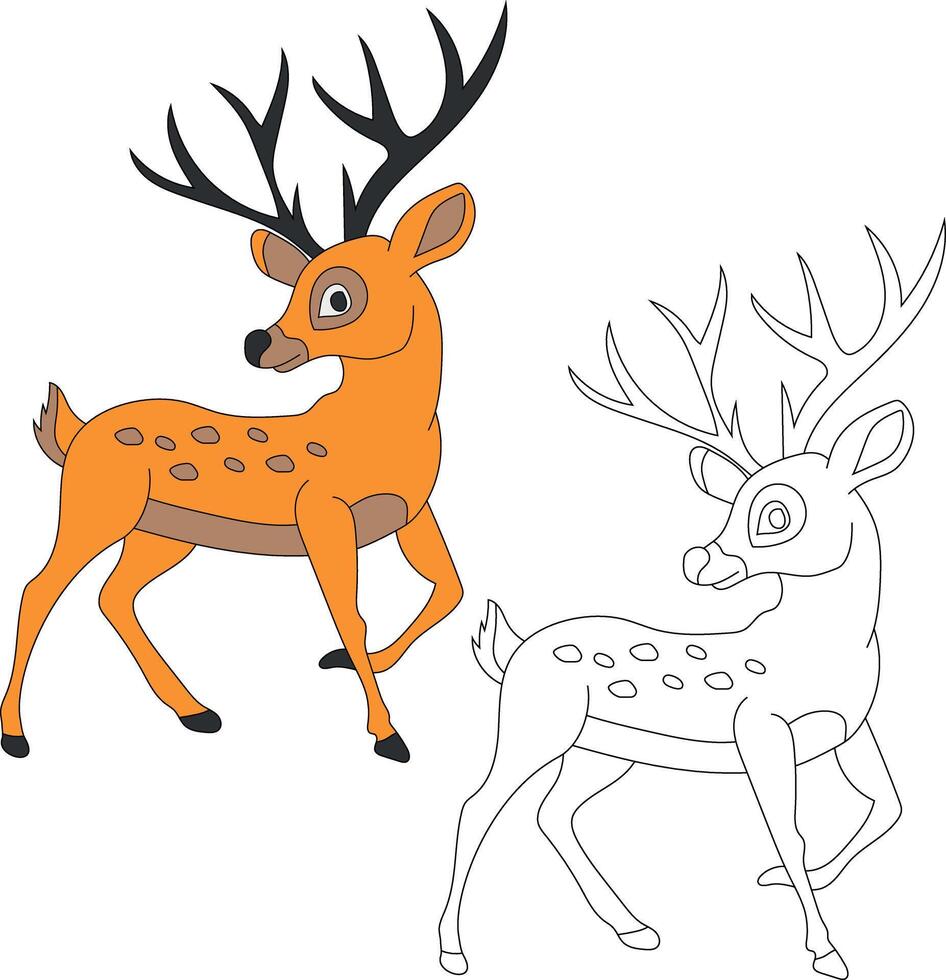 cerf clipart ensemble. dessin animé sauvage animaux clipart ensemble pour les amoureux de faune vecteur