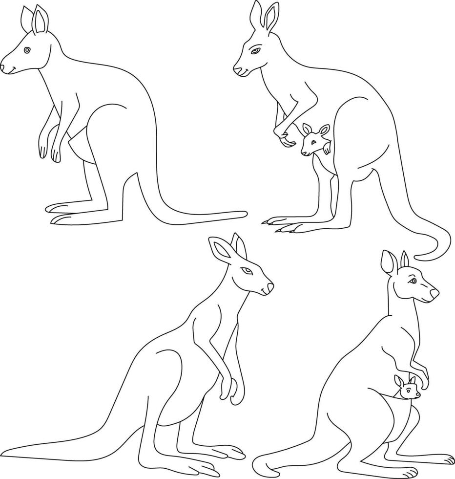 kangourou clipart ensemble. dessin animé sauvage animaux clipart ensemble pour les amoureux de faune vecteur