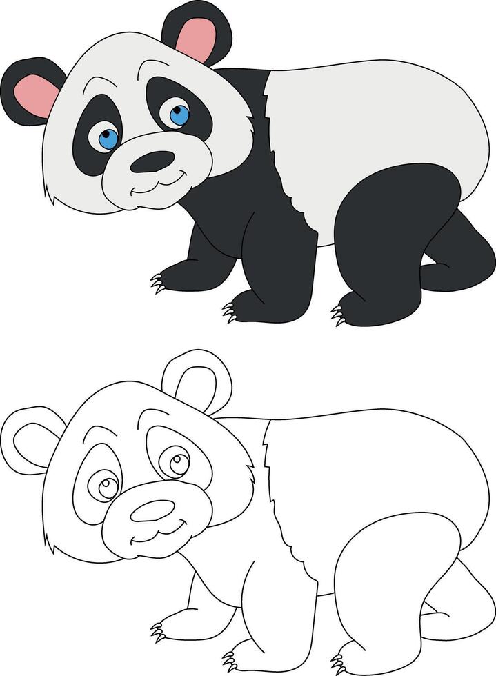 Panda clipart ensemble. dessin animé sauvage animaux clipart ensemble pour les amoureux de faune vecteur