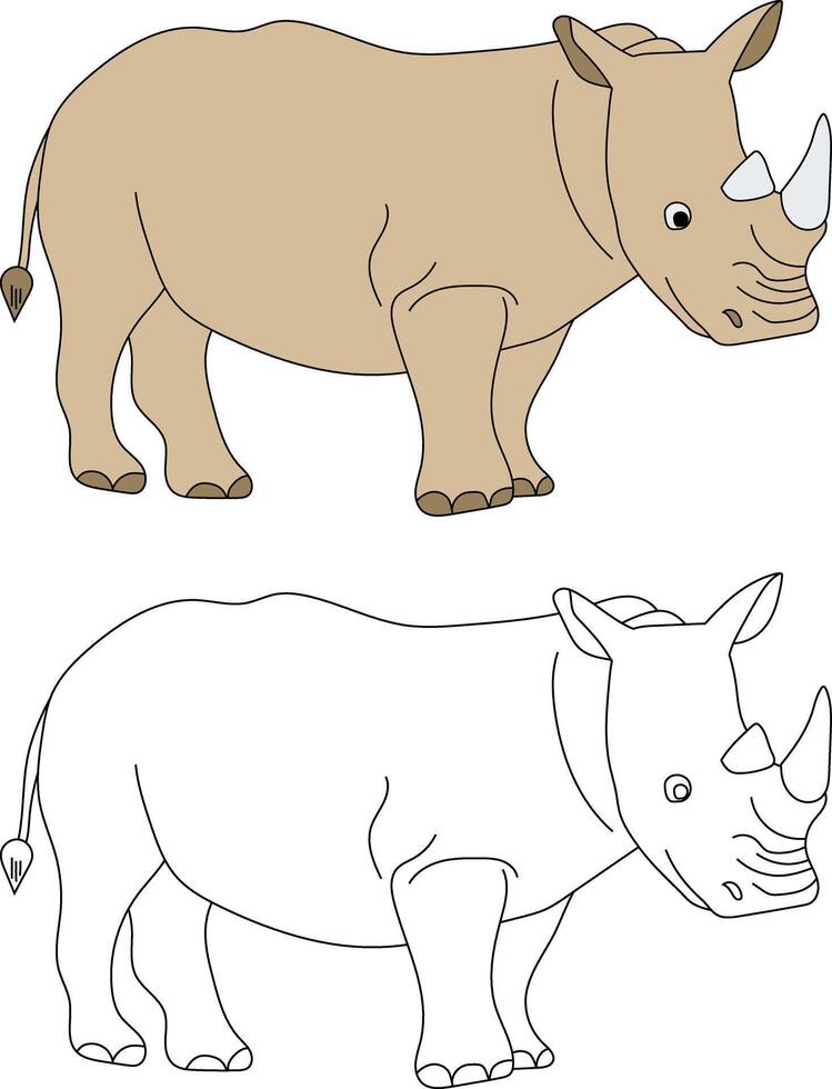 rhinocéros clipart ensemble. dessin animé sauvage animaux clipart ensemble pour les amoureux de faune vecteur