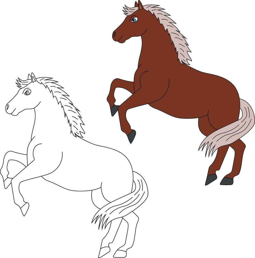 cheval clipart ensemble. dessin animé sauvage animaux clipart ensemble pour les amoureux de faune vecteur