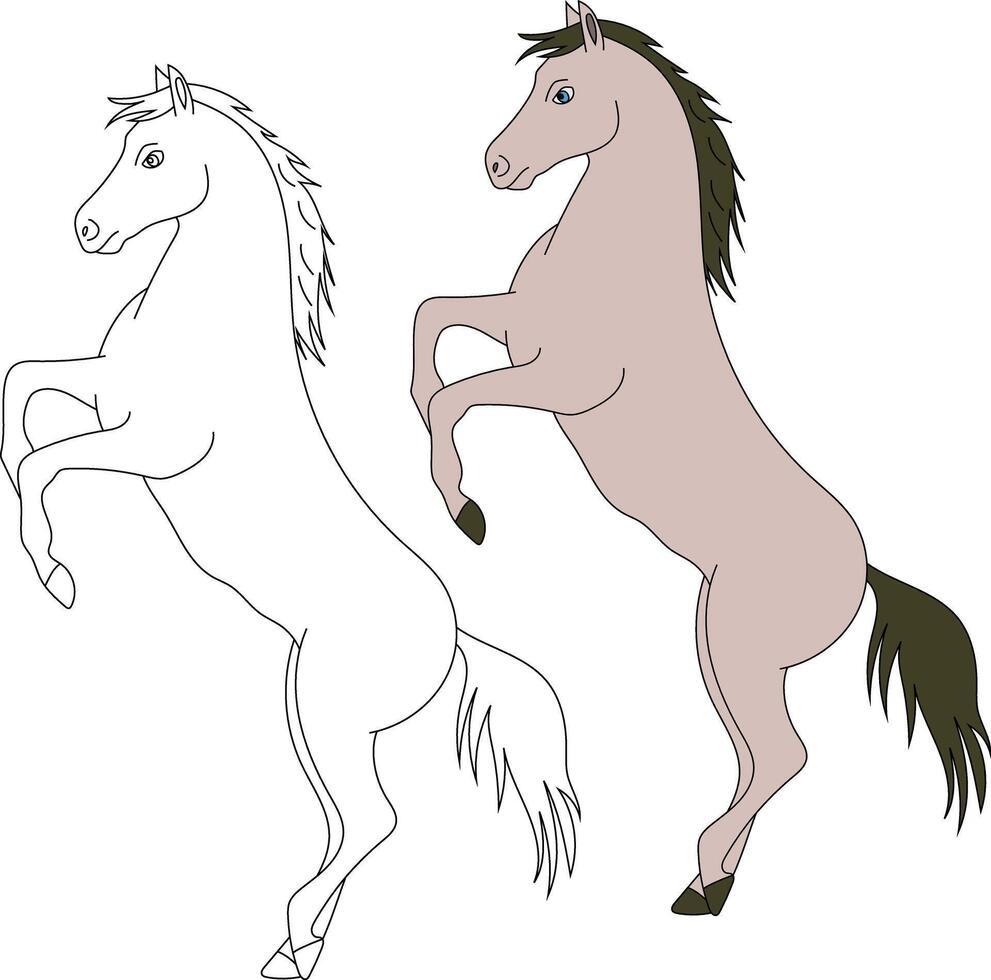 cheval clipart ensemble. dessin animé sauvage animaux clipart ensemble pour les amoureux de faune vecteur