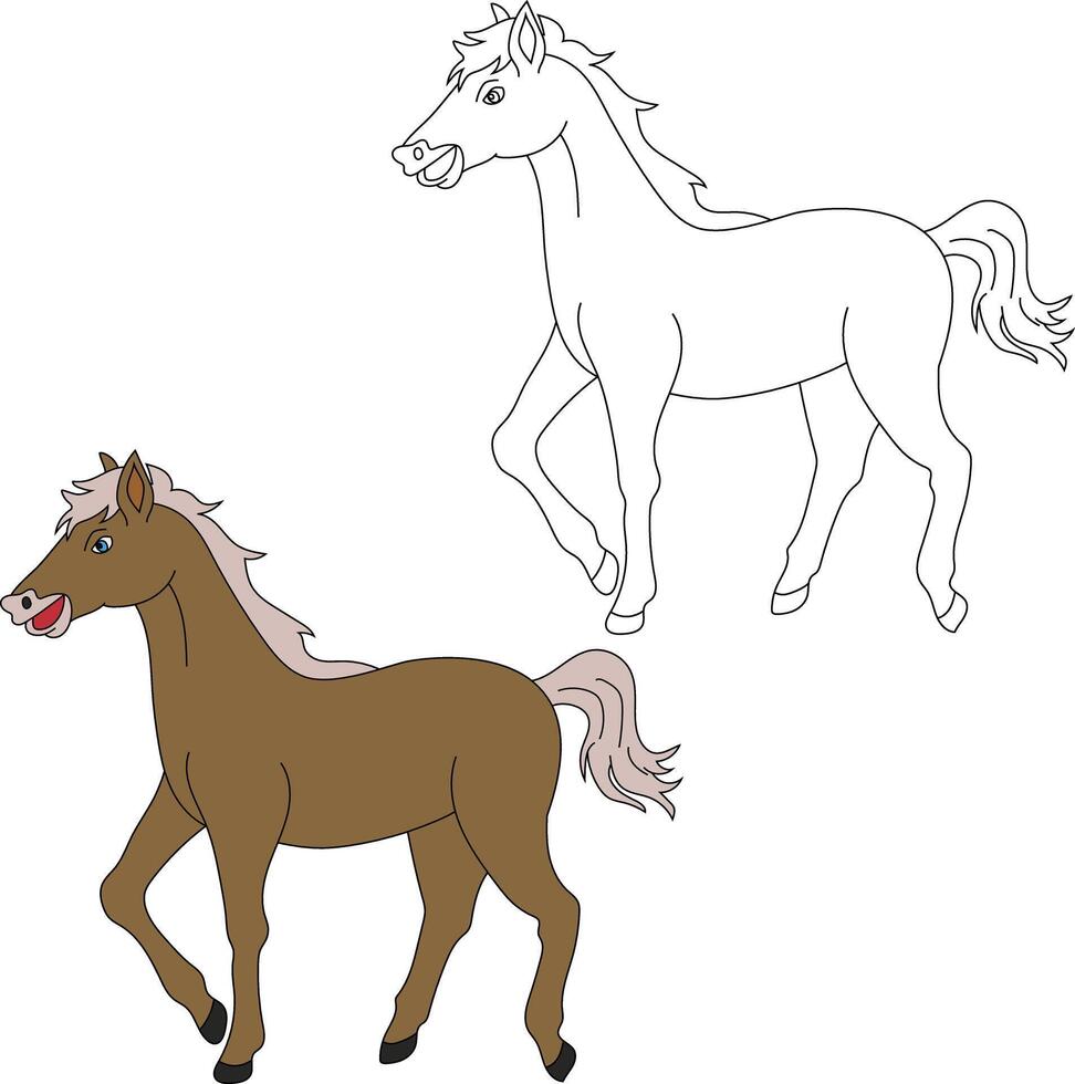 cheval clipart ensemble. dessin animé sauvage animaux clipart ensemble pour les amoureux de faune vecteur