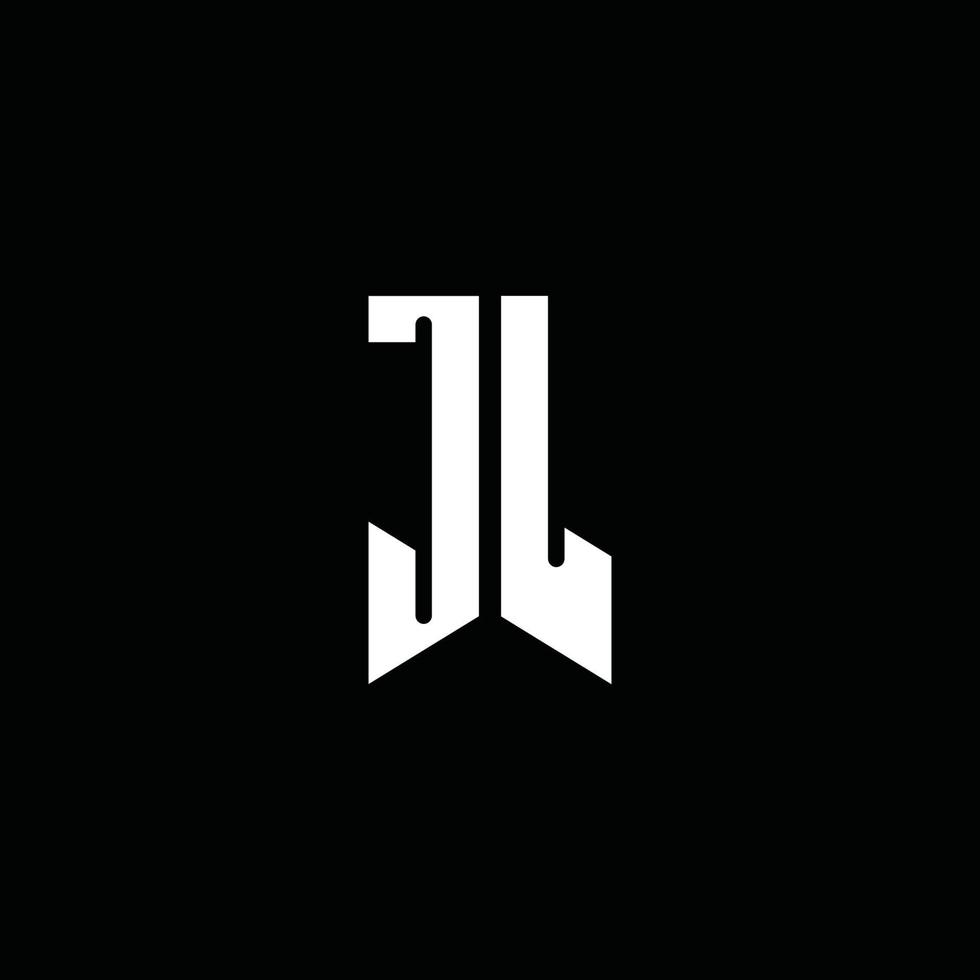 monogramme du logo jl avec style emblème isolé sur fond noir vecteur