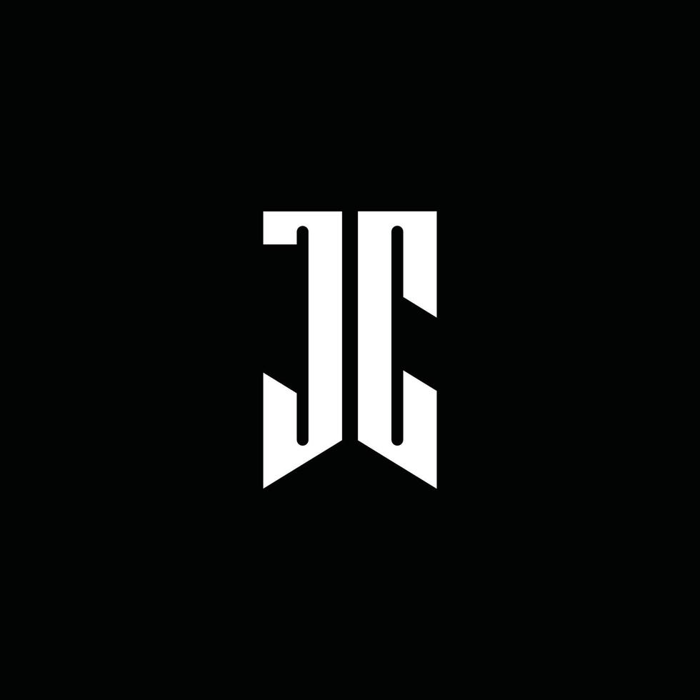 monogramme du logo jc avec style emblème isolé sur fond noir vecteur
