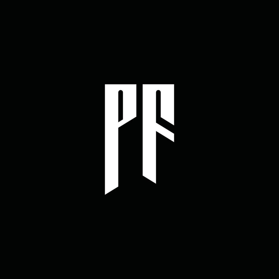 monogramme du logo pf avec style emblème isolé sur fond noir vecteur