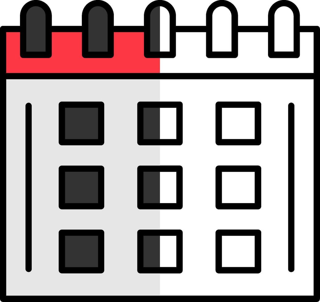 calendrier rempli moitié Couper icône vecteur