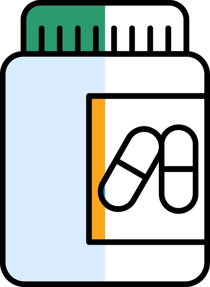 pilule rempli moitié Couper icône vecteur