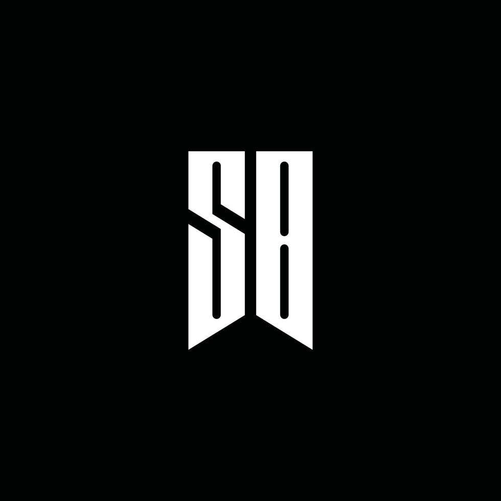 monogramme du logo sb avec style emblème isolé sur fond noir vecteur