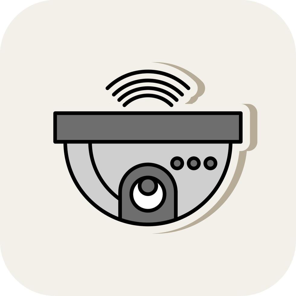 vidéosurveillance ligne rempli blanc ombre icône vecteur