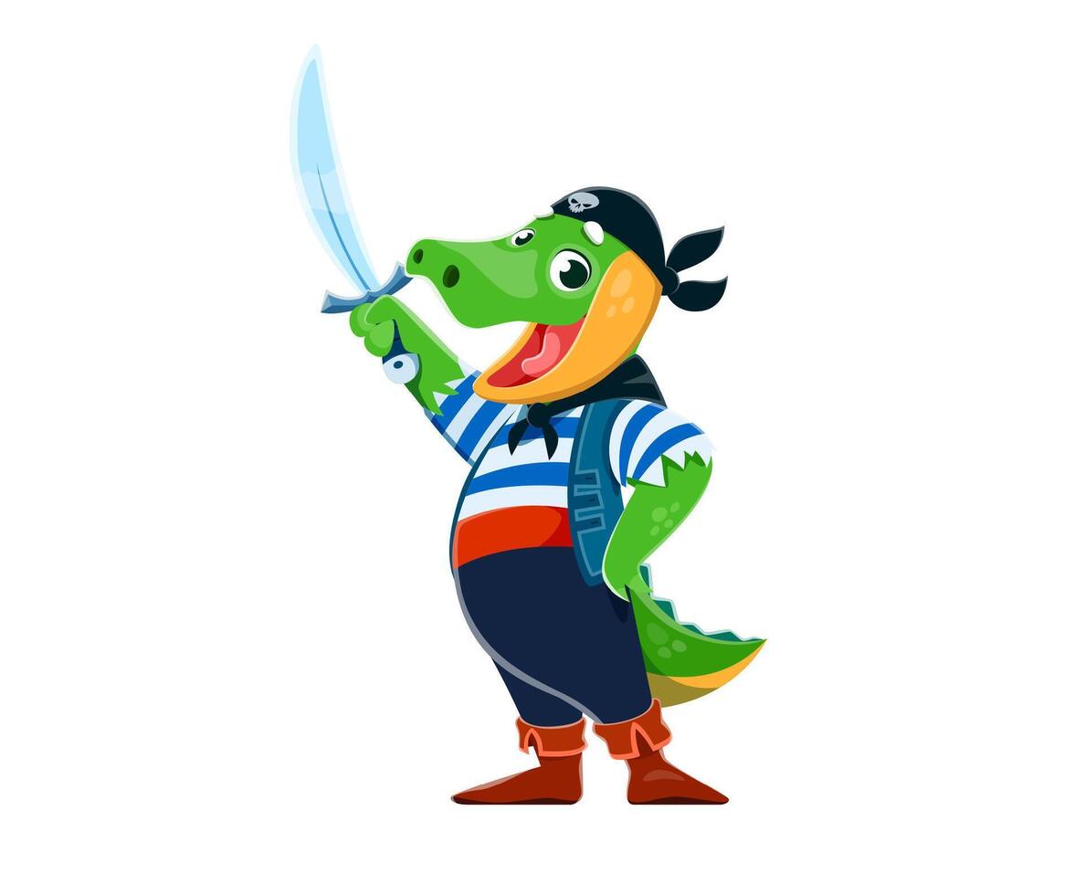 dessin animé marrant crocodile animal pirate personnage vecteur