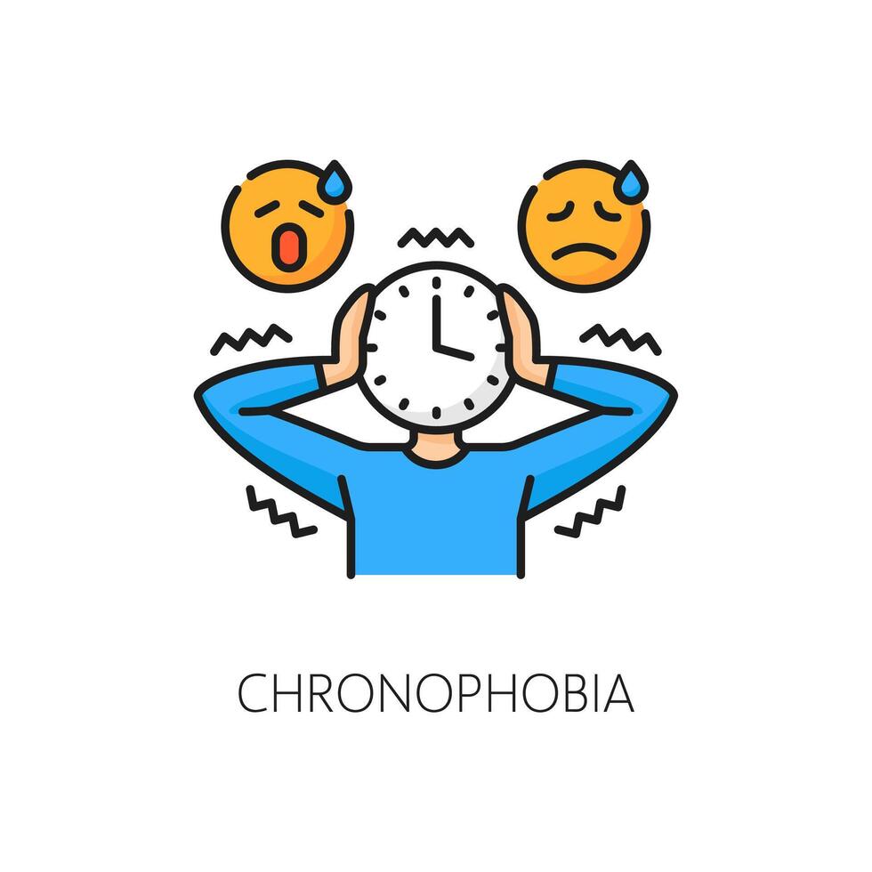 phobie chronophobie, peur de temps, mental santé vecteur