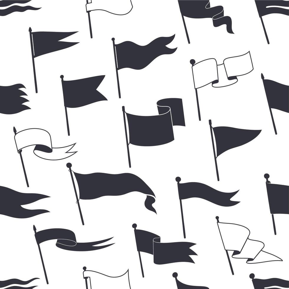 rétro fanions, blanc noir drapeaux sans couture modèle vecteur