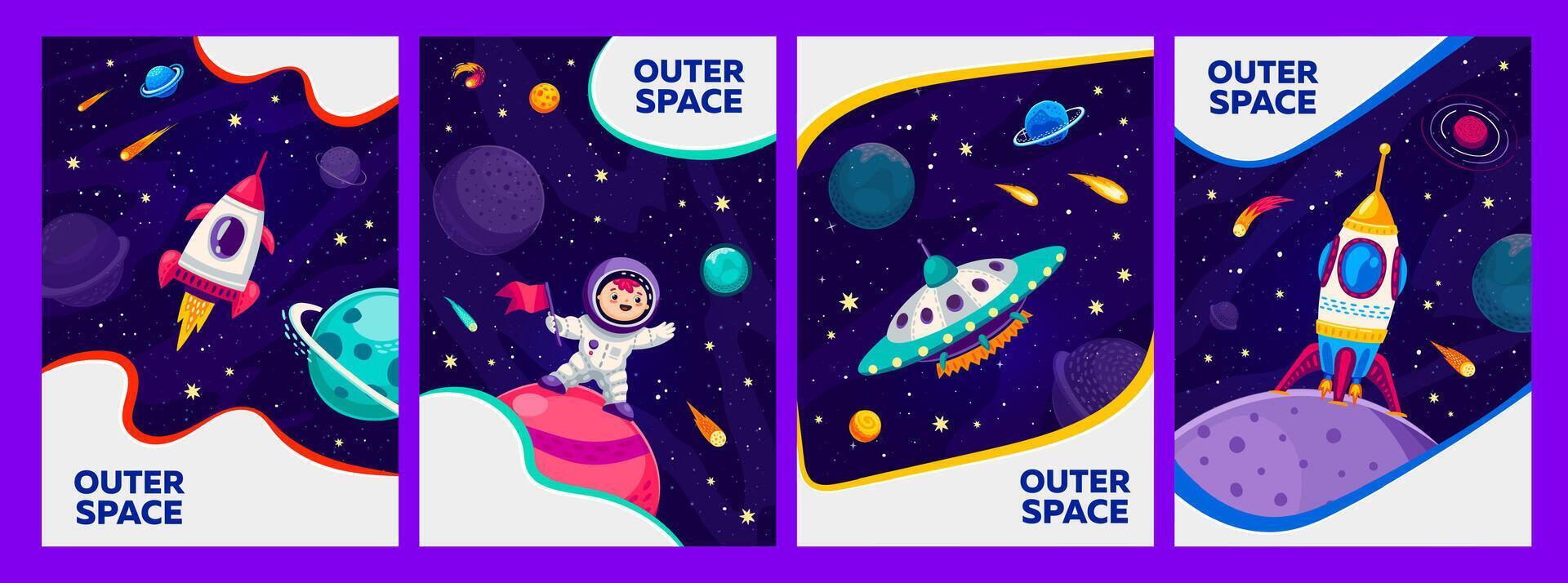 dessin animé galaxie espace modèle bannières et affiches vecteur