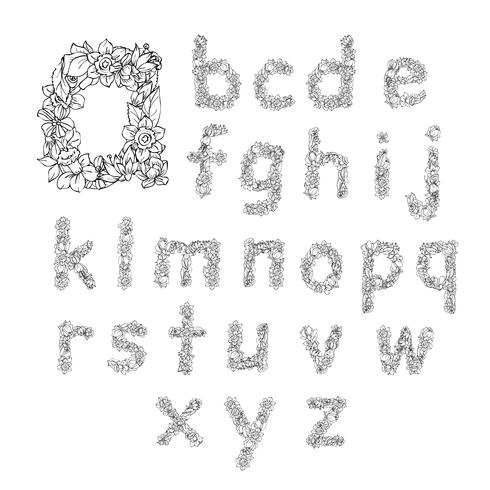 Alphabet Fleur Petites Lettres vecteur