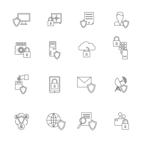 Contour d&#39;icône de sécurité de l&#39;information vecteur