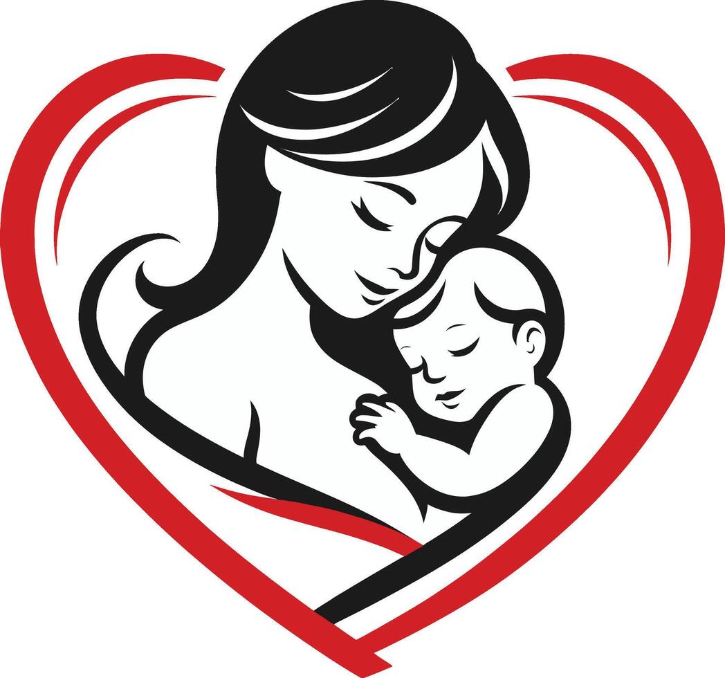 le femme détient sa bébé à l'intérieur le cœur symbole. illustration. vecteur
