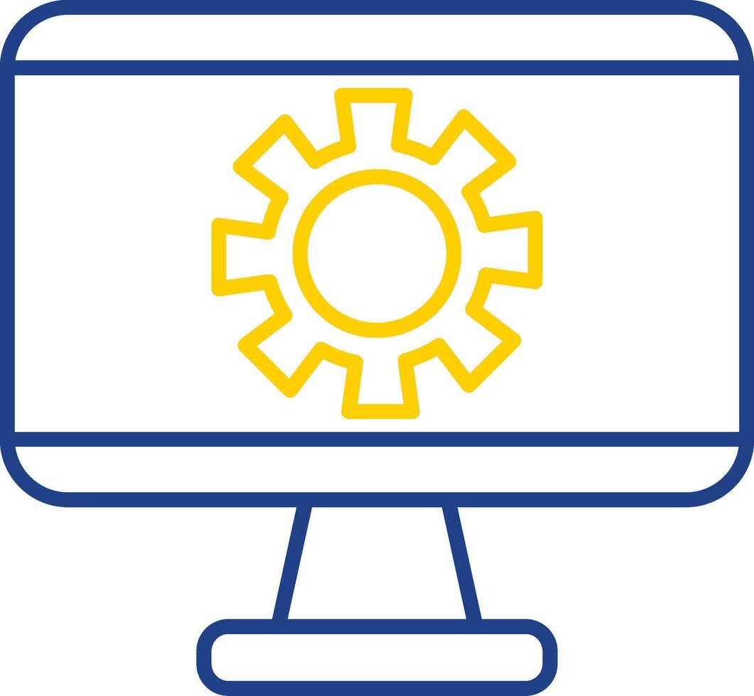 moniteur écran ligne deux Couleur icône vecteur