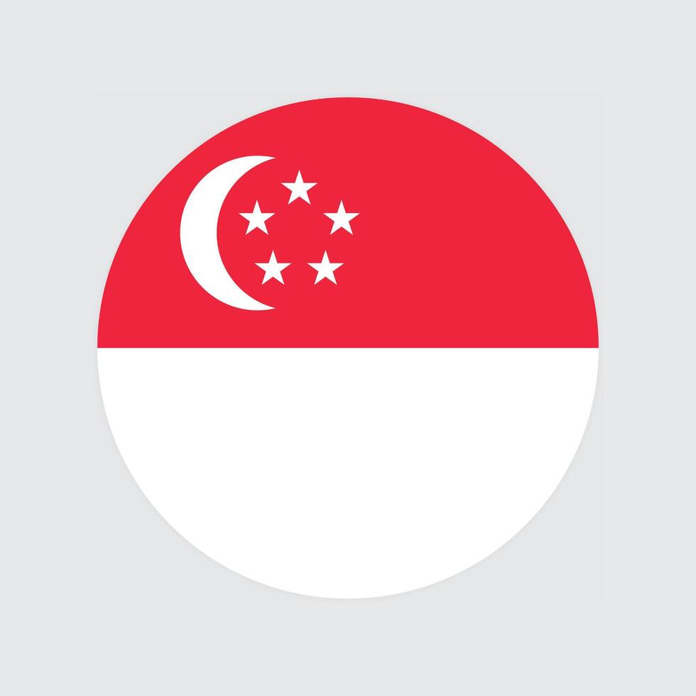 Singapour nationale drapeau vecteur illustration. Singapour rond drapeau.