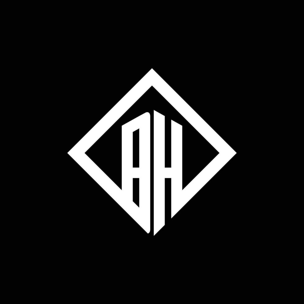 monogramme du logo bh avec modèle de conception de style rotation carrée vecteur