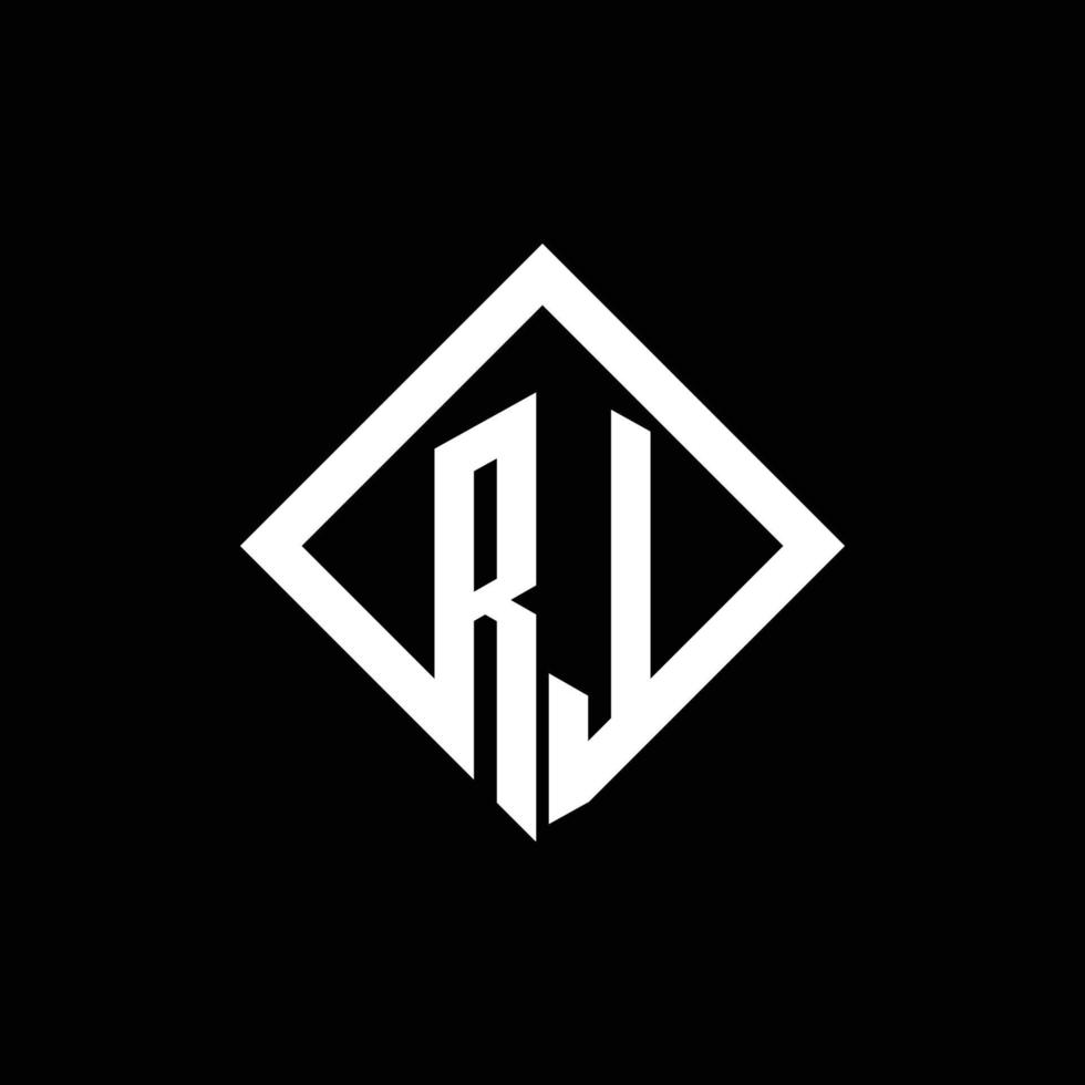 monogramme du logo rj avec modèle de conception de style rotation carrée vecteur