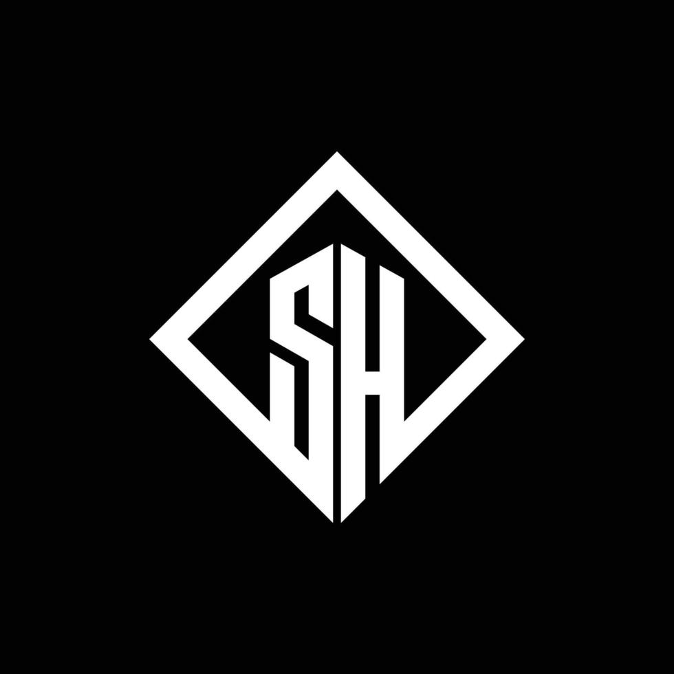 monogramme du logo sh avec modèle de conception de style rotation carrée vecteur