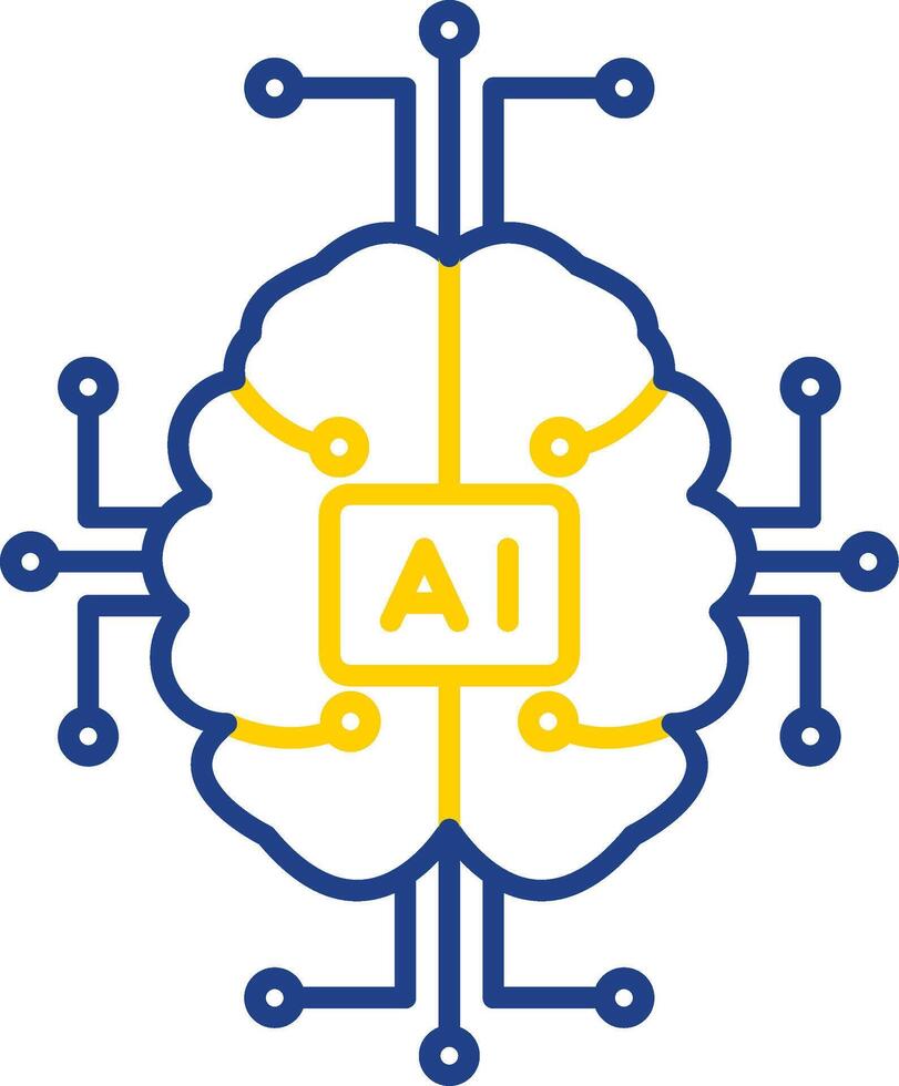 icône de deux couleurs de ligne d'intelligence artificielle vecteur