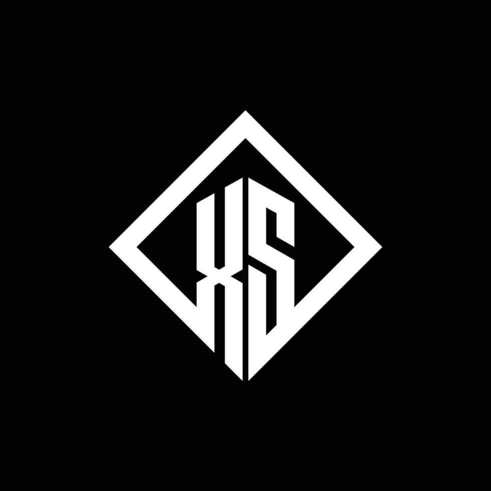monogramme du logo xs avec modèle de conception de style rotation carrée vecteur