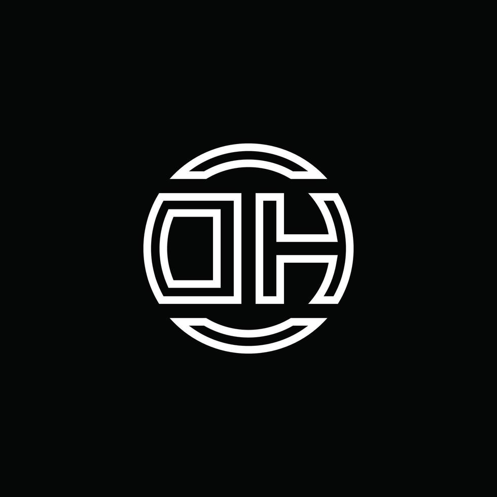 monogramme du logo dh avec modèle de conception arrondi de cercle d'espace négatif vecteur