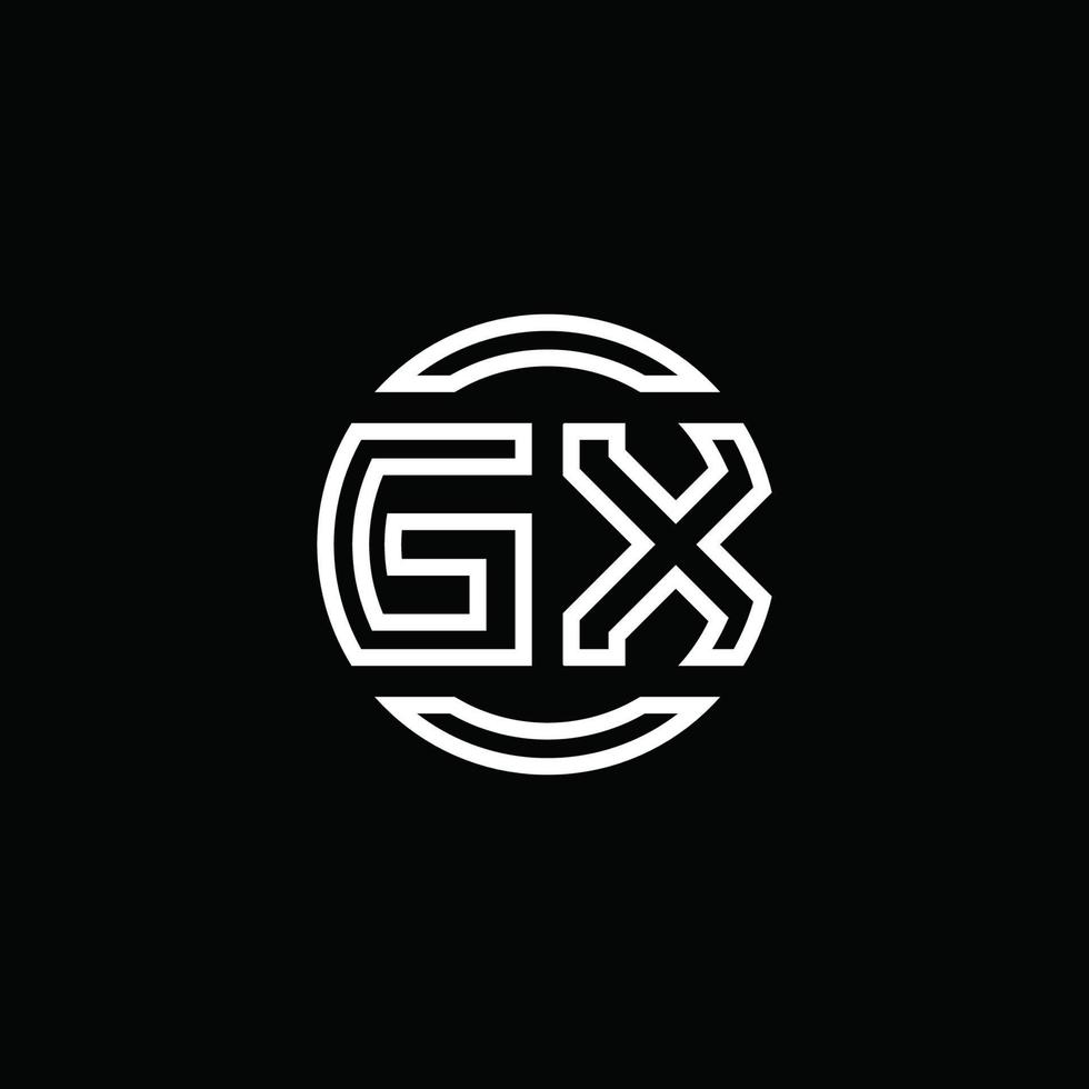 monogramme du logo gx avec modèle de conception arrondi de cercle d'espace négatif vecteur