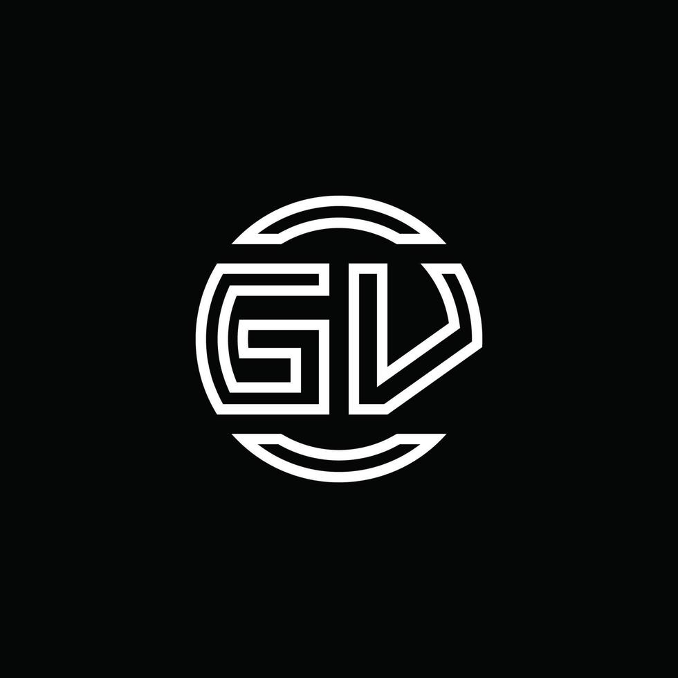 monogramme du logo gv avec un modèle de conception arrondi de cercle d'espace négatif vecteur