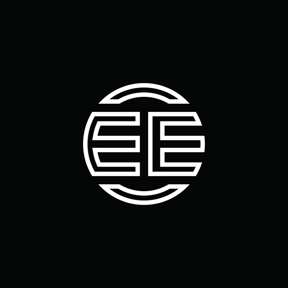 monogramme du logo ee avec un modèle de conception arrondi de cercle d'espace négatif vecteur