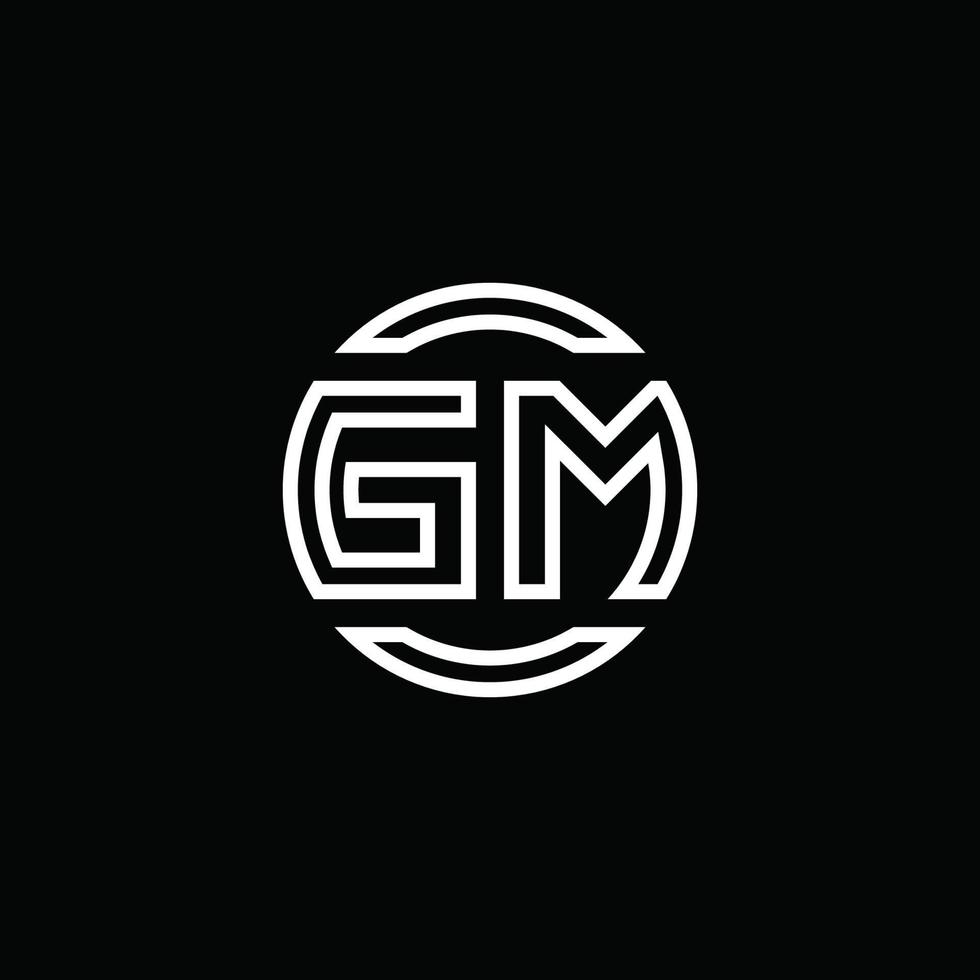 monogramme du logo gm avec modèle de conception arrondi de cercle d'espace négatif vecteur